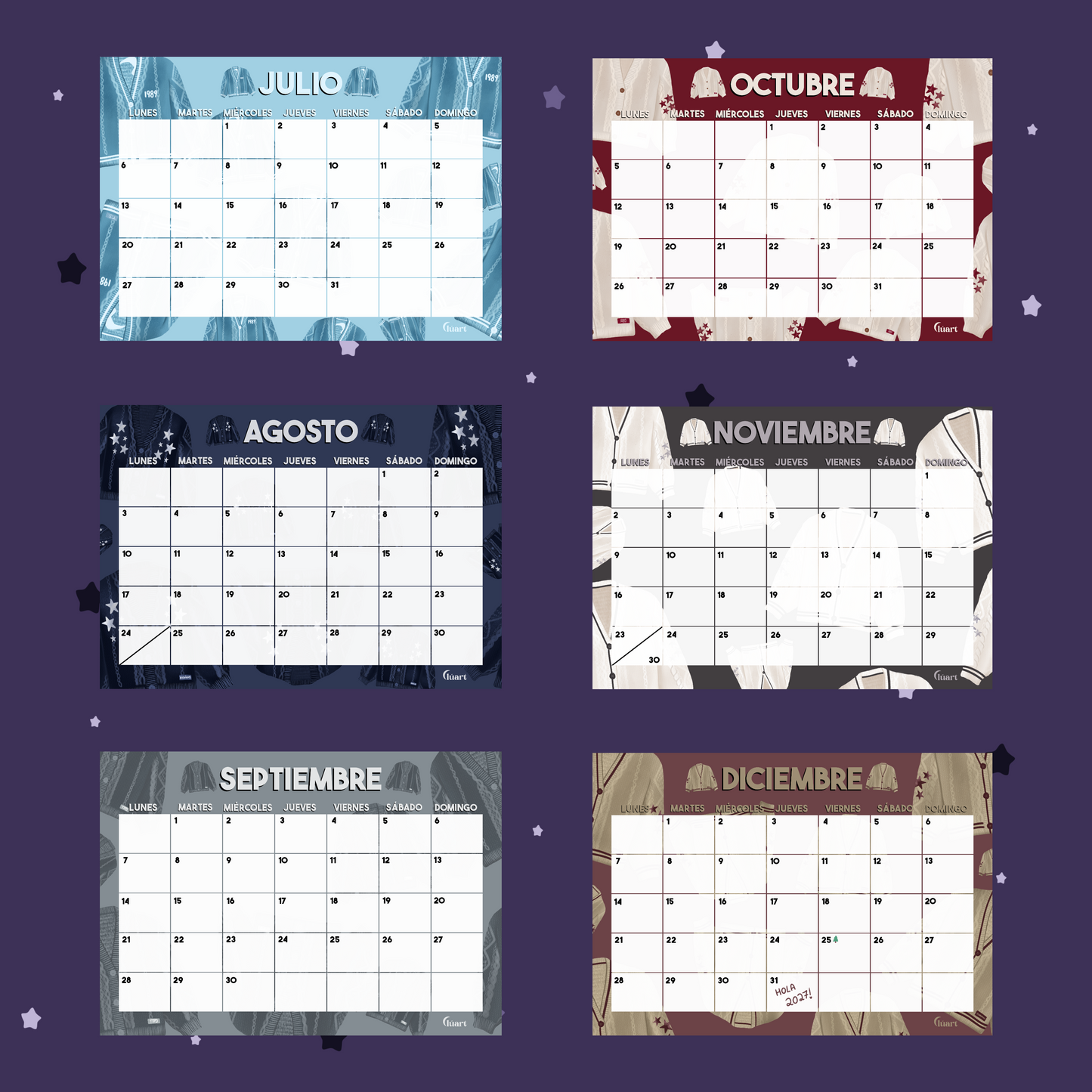 Calendario Cárdigans Taylor Swift