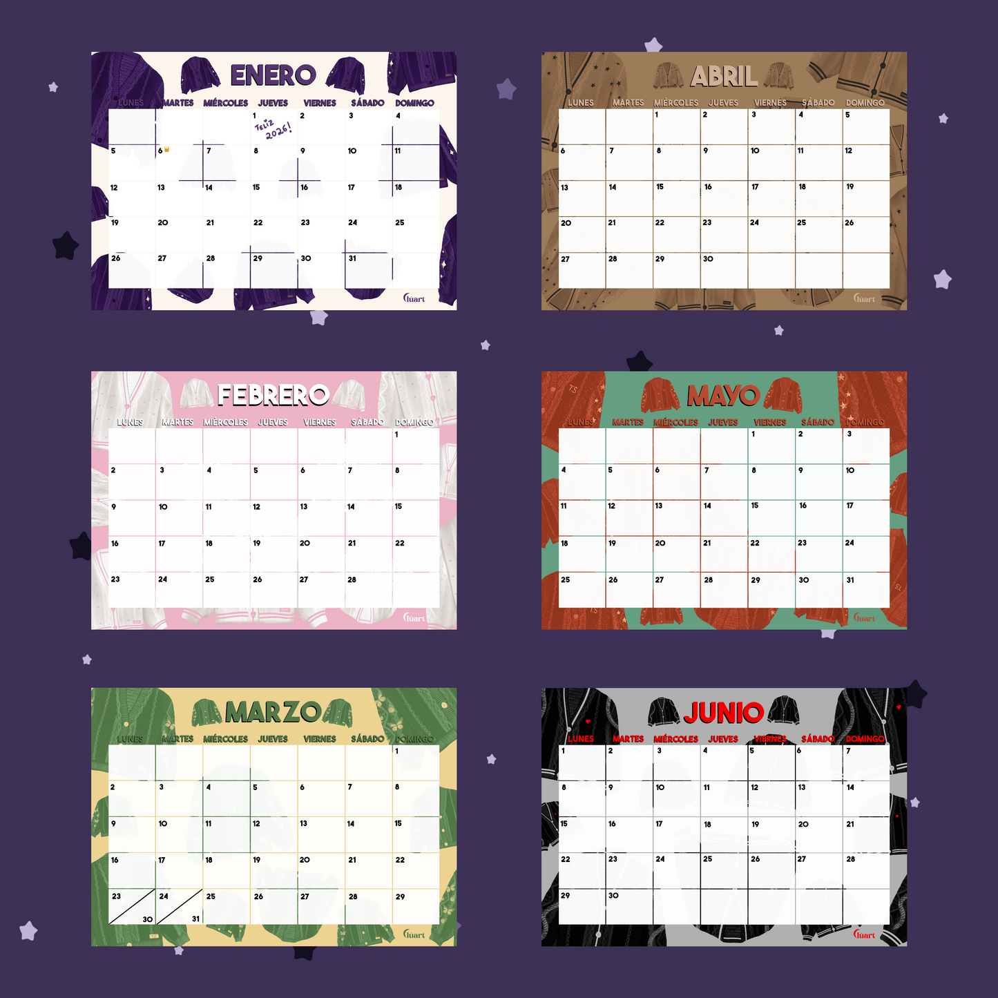 Calendario Cárdigans Taylor Swift